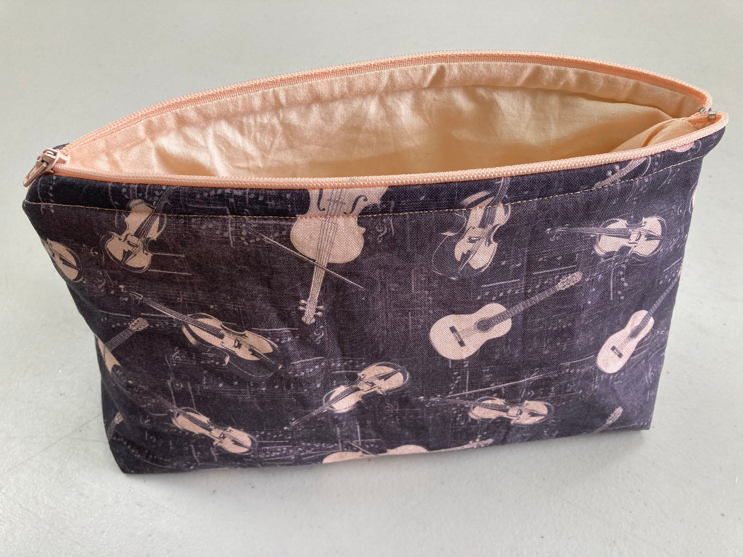 Handmade Cosmetic Pouch or Unique One of a Kind Zipper Bag for Any Purpose - Music