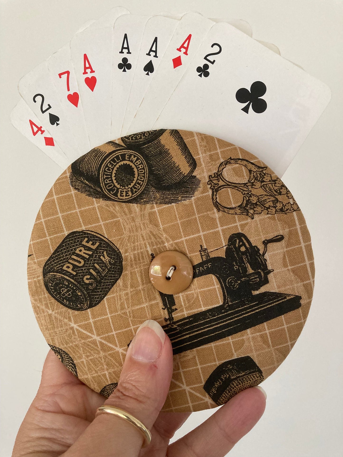 Helping Hand Playing Card Holder from recycled CD or DVD great for children to hold multiple cards or someone with arthritic hands