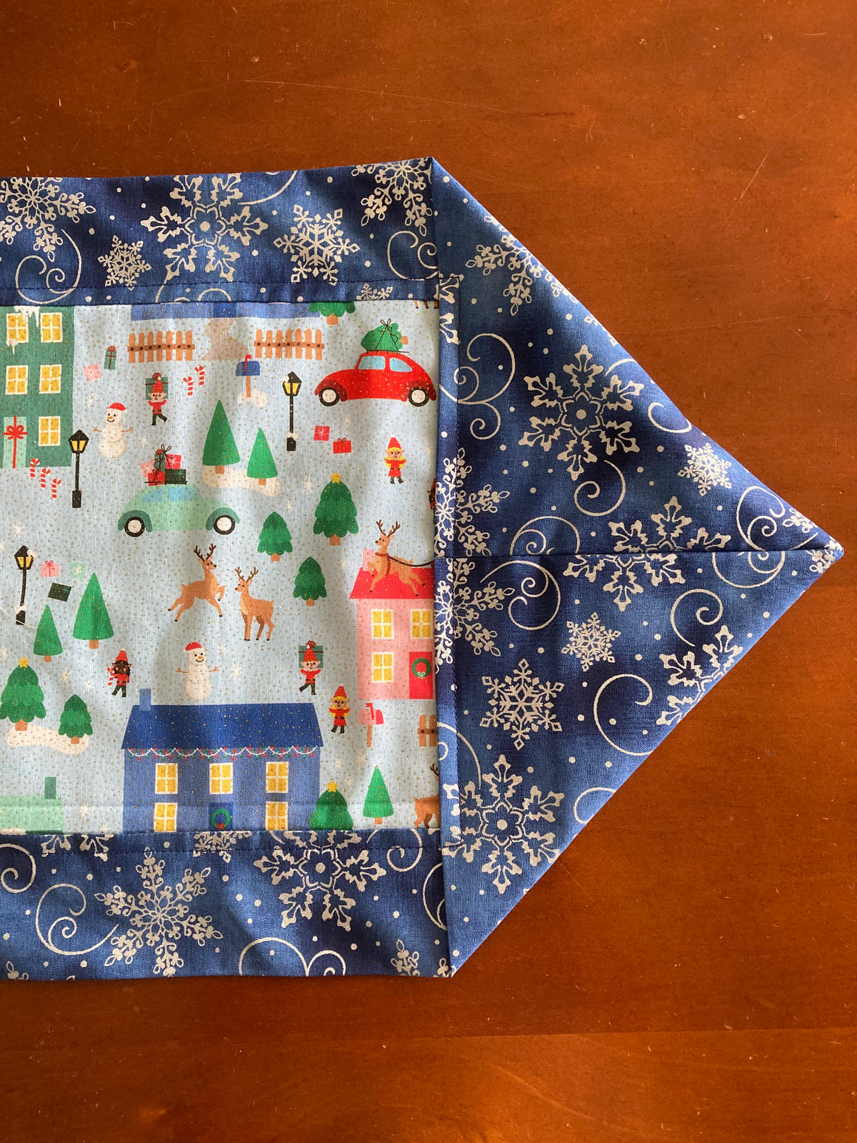 Table Runner - Christmas Santa & Sleigh Blue design