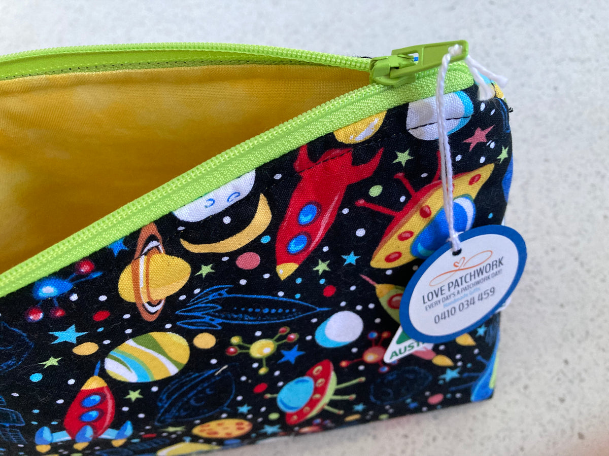 Space Print Zipper Pouch - Handmade Young Astronomer Gift