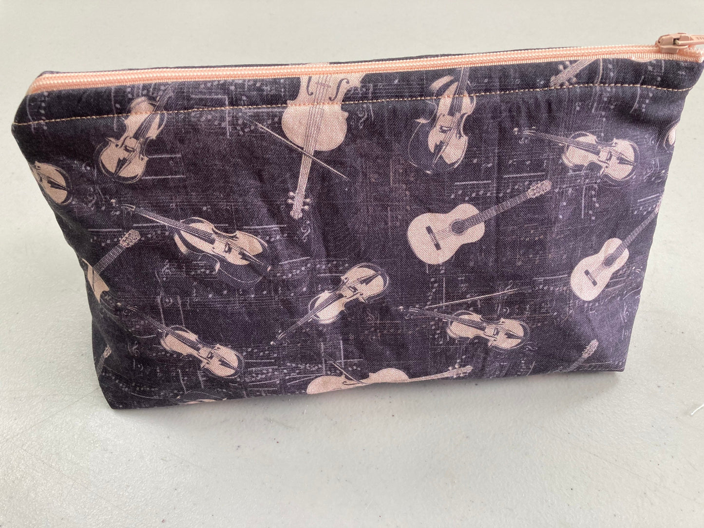Handmade Cosmetic Pouch or Unique One of a Kind Zipper Bag for Any Purpose - Music
