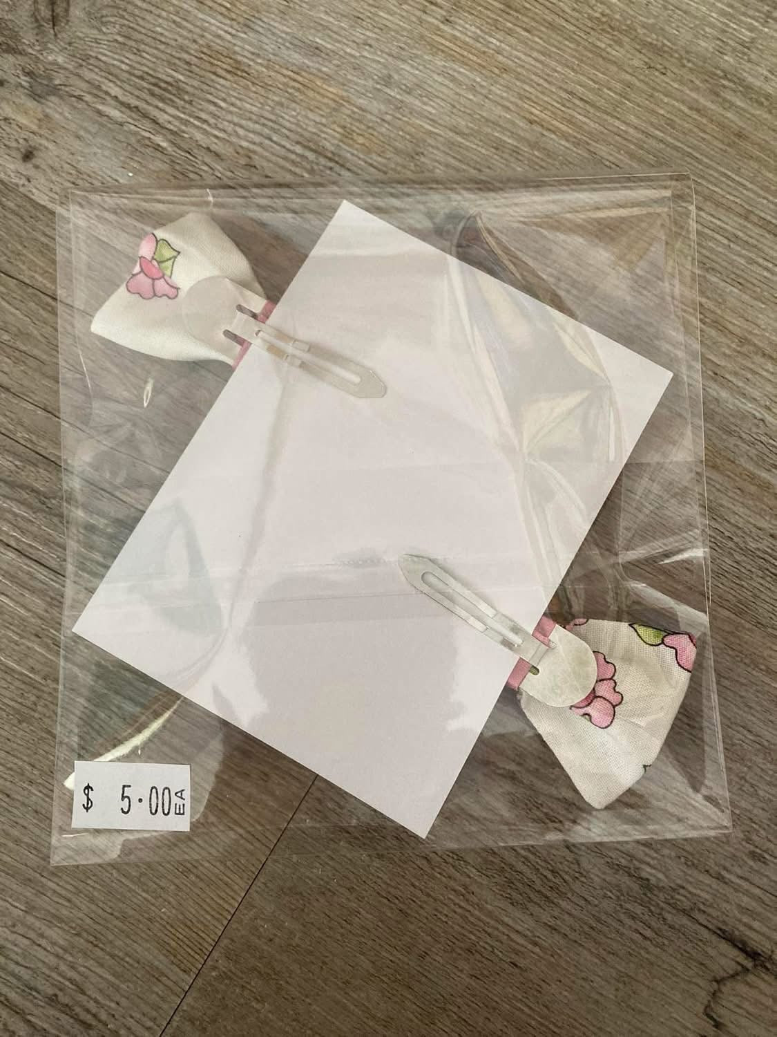 Hair Bows & Clips - Set of 2 (Pink Floral)