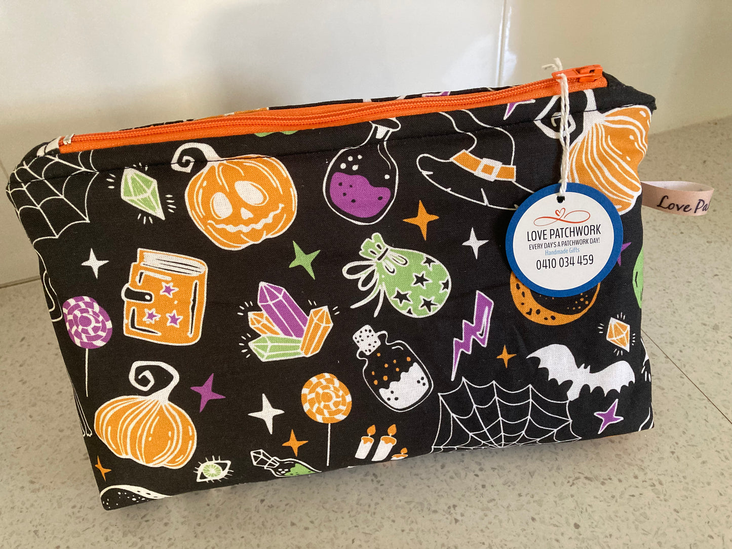 Handmade Cosmetic Pouch or Unique One of a Kind Zipper Bag for Any Purpose - Halloween