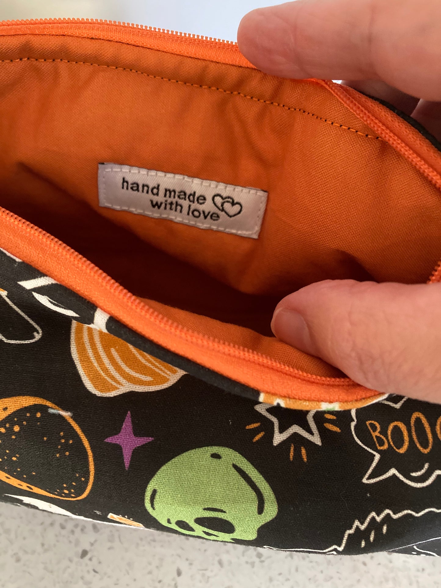 Handmade Cosmetic Pouch or Unique One of a Kind Zipper Bag for Any Purpose - Halloween