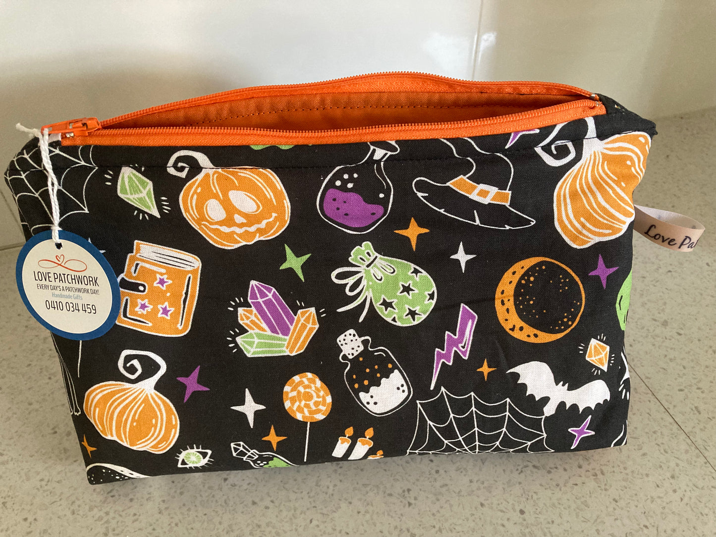 Handmade Cosmetic Pouch or Unique One of a Kind Zipper Bag for Any Purpose - Halloween