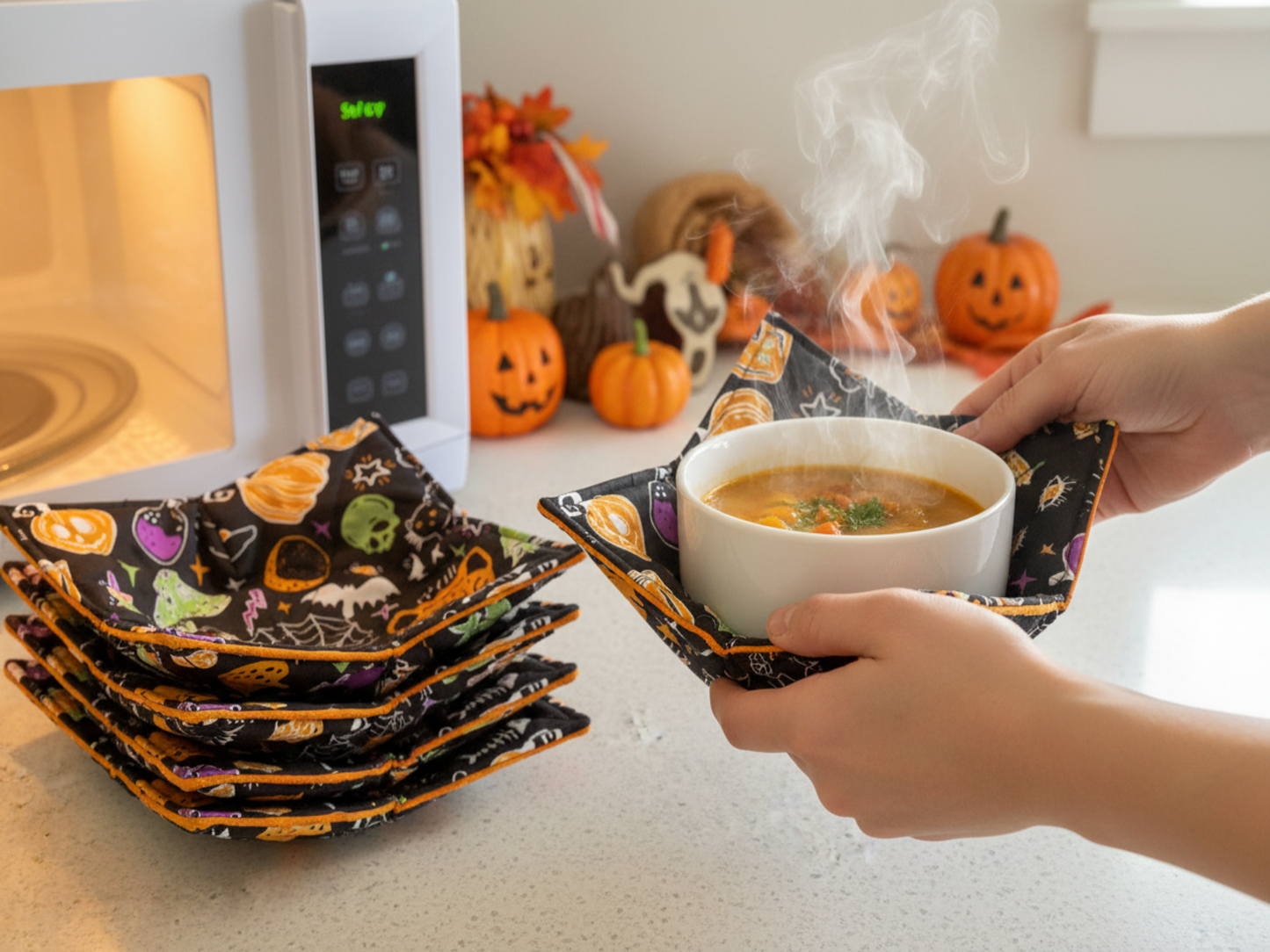 Halloween microwave bowl holder set of 5 matching