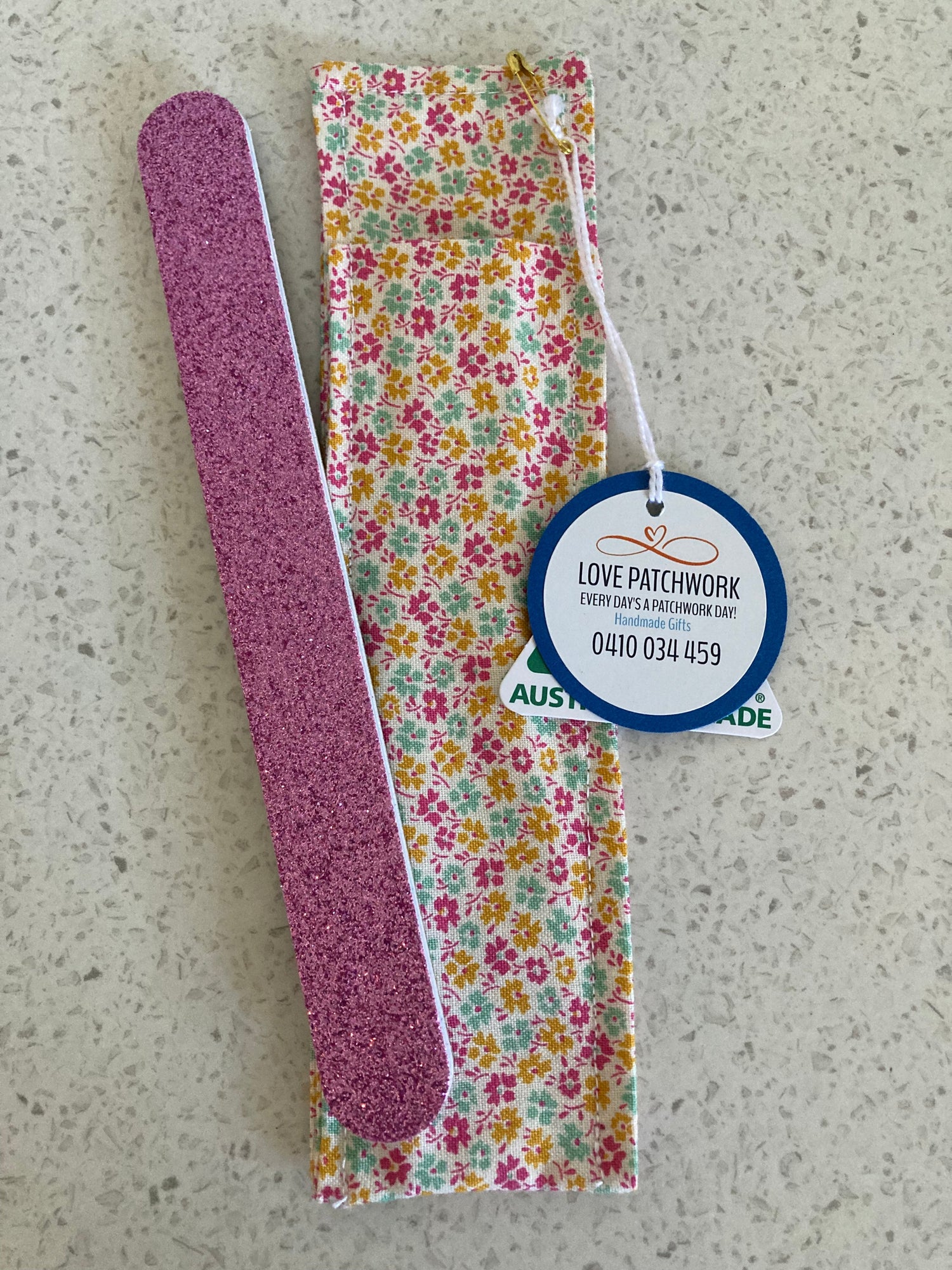 Handmade cotton nail file holders with floral designs - compact beauty accessories made in Australia
