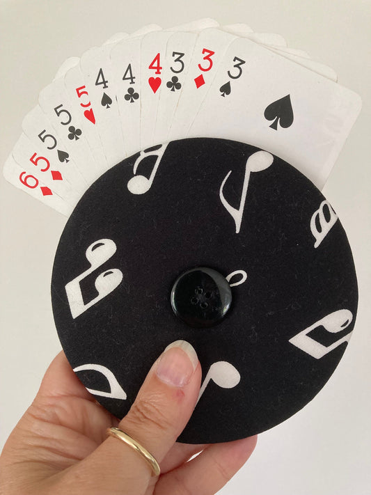 Helping Hand Playing Card Holder from recycled CD or DVD great for children to hold multiple cards or someone with arthritic hands
