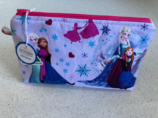 Frozen Character Print Zipper Pouch - Handmade Disney Fan Gift