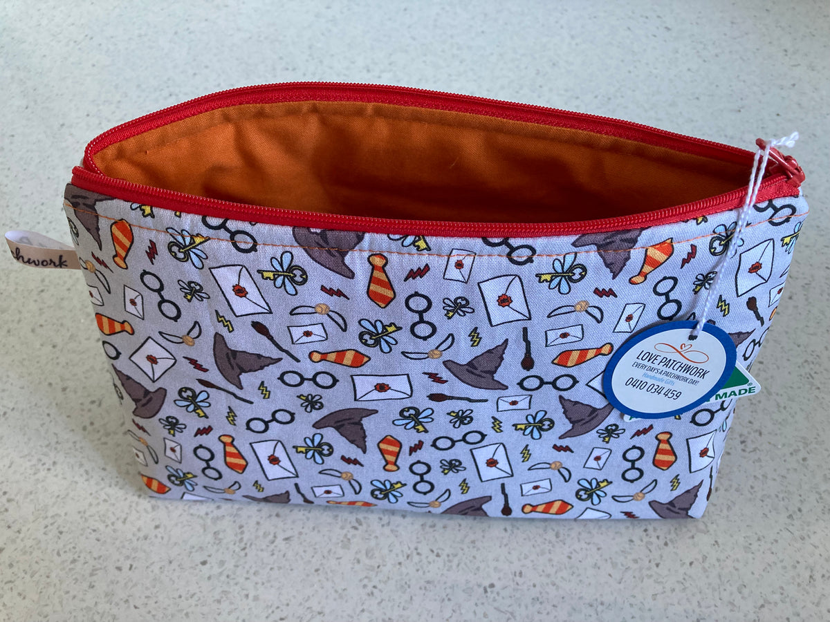 Harry Potter Print Zipper Pouch - Handmade Wizarding Fan Gift