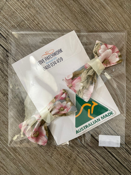 Hair Bows & Clips - Set of 2 (Floral & Cream)