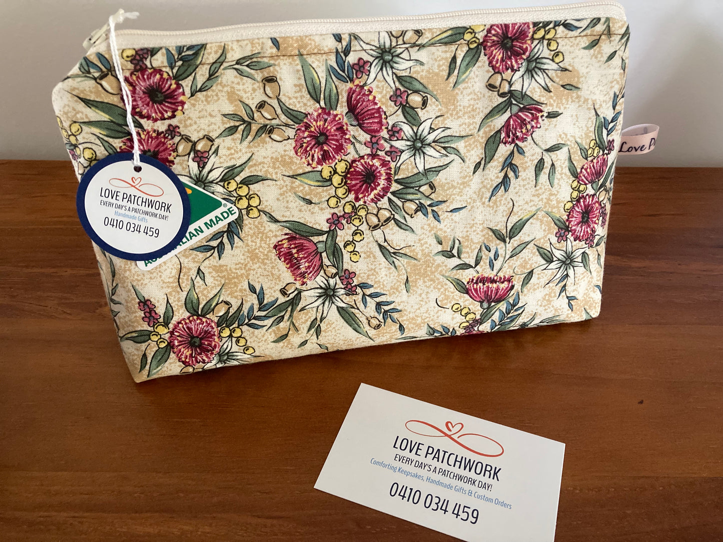 Handmade Cosmetic Pouch or Unique One of a Kind Zipper Bag for Any Purpose - Wildflower