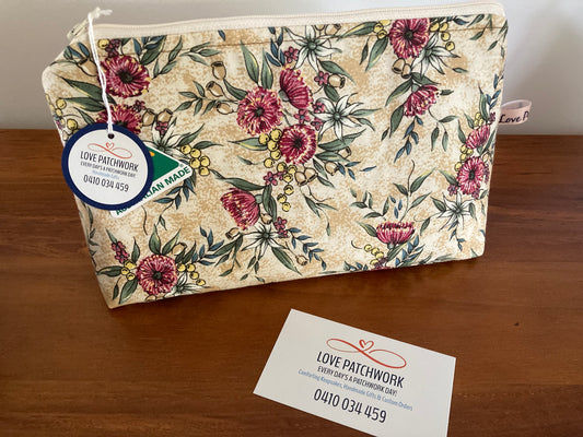 Handmade Cosmetic Pouch or Unique One of a Kind Zipper Bag for Any Purpose - Wildflower
