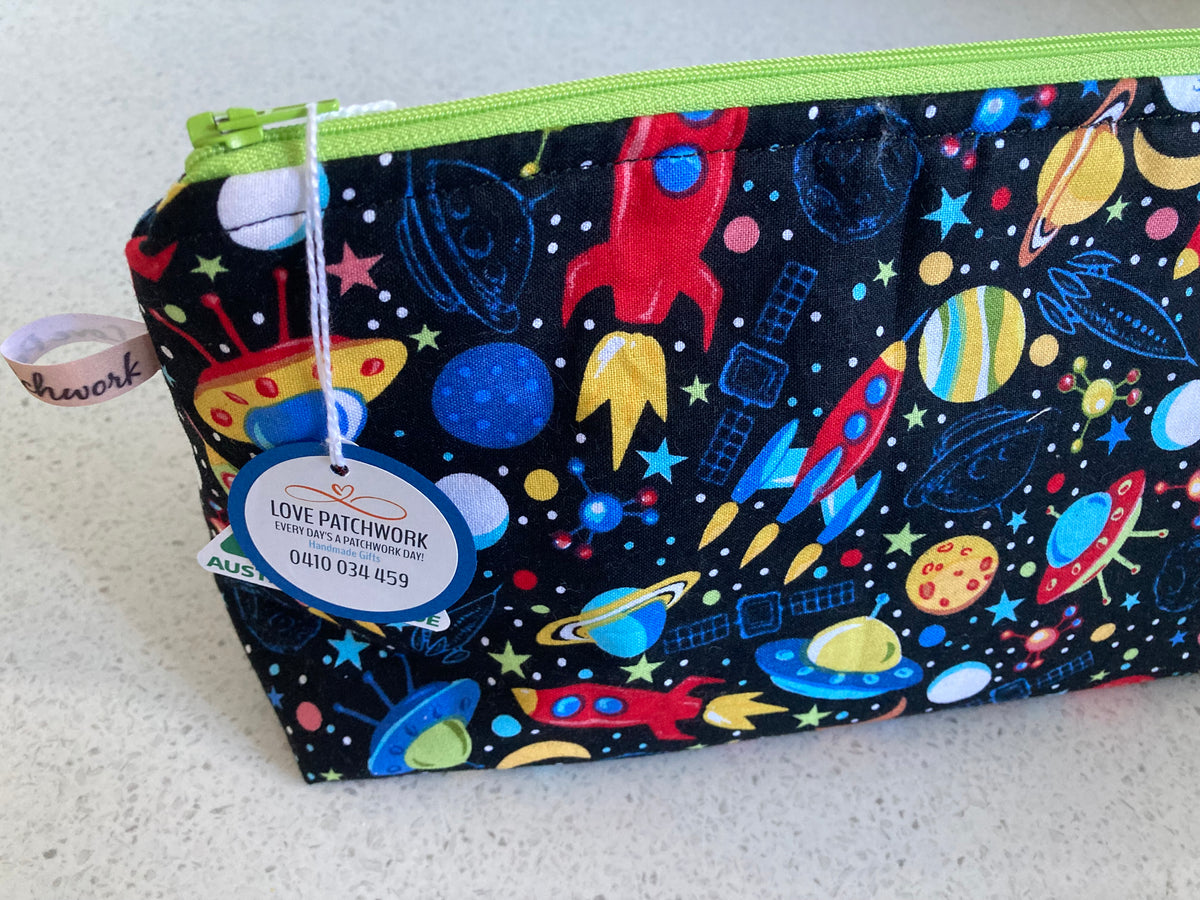 Space Print Zipper Pouch - Handmade Young Astronomer Gift