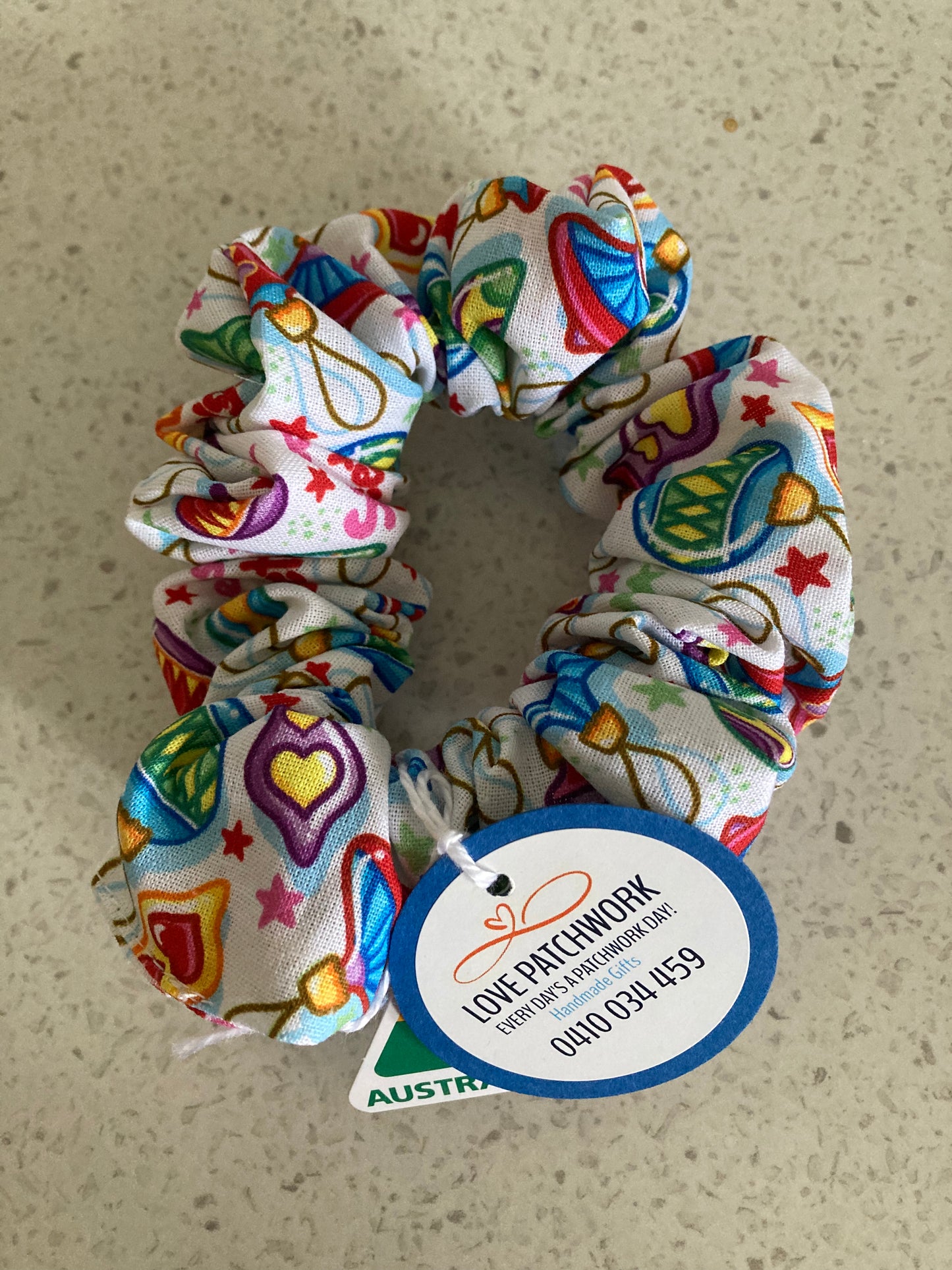 Christmas Hair Scrunchie - White Assorted Christmas