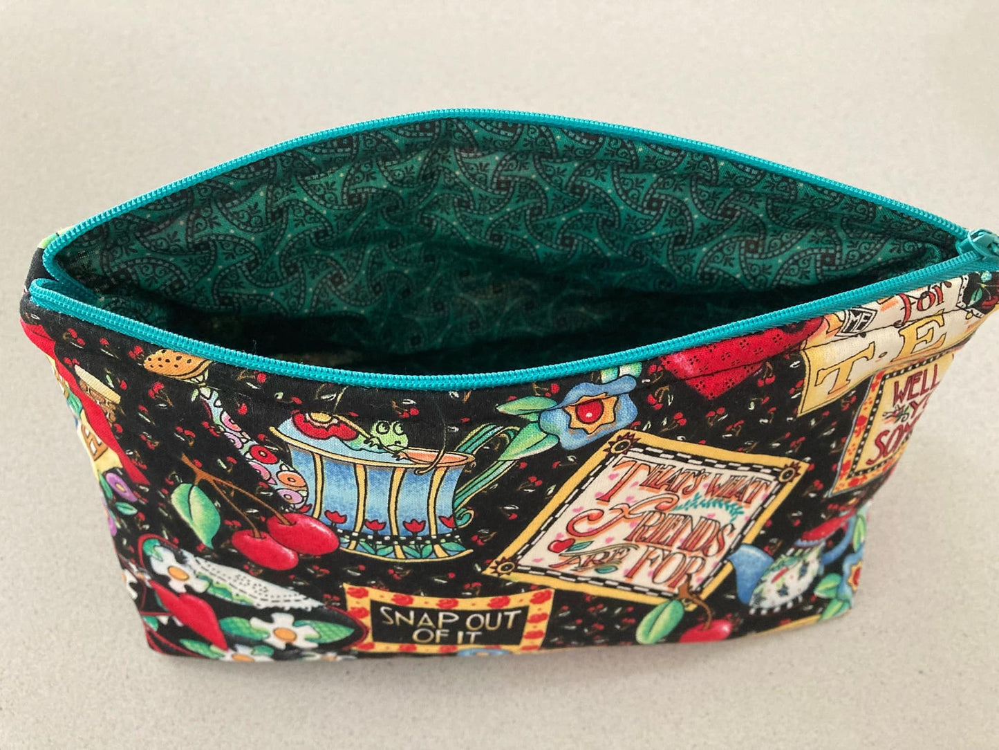 Handmade Cosmetic Pouch or Unique One of a Kind Zipper Bag for Any Purpose - Home