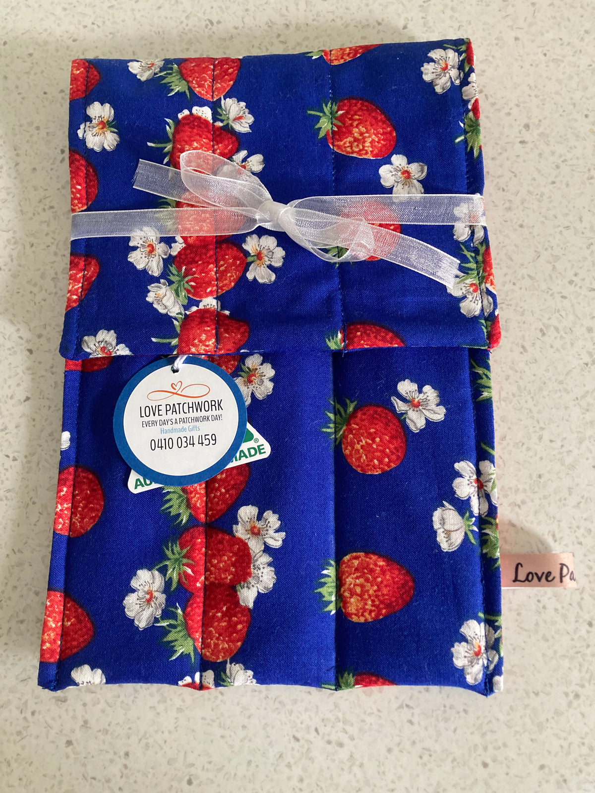 Strawberry Print Cutlery Travel Pouch - Reusable Stainless Steel Set
