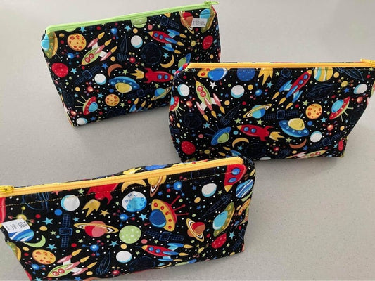 Handmade Cosmetic Pouch or Unique One of a Kind Zipper Bag for Any Purpose - Space