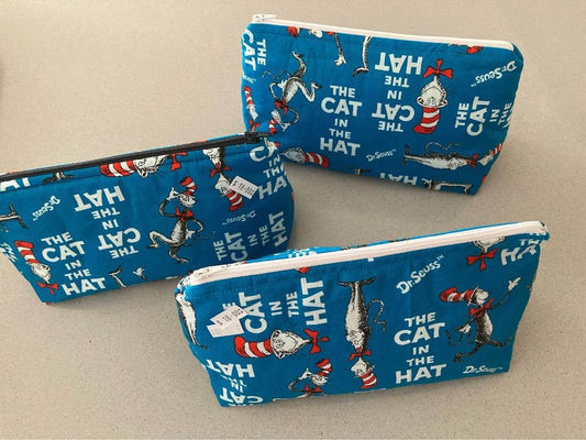 Handmade Cosmetic Pouch or Unique One of a Kind Zipper Bag for Any Purpose - Dr Suess