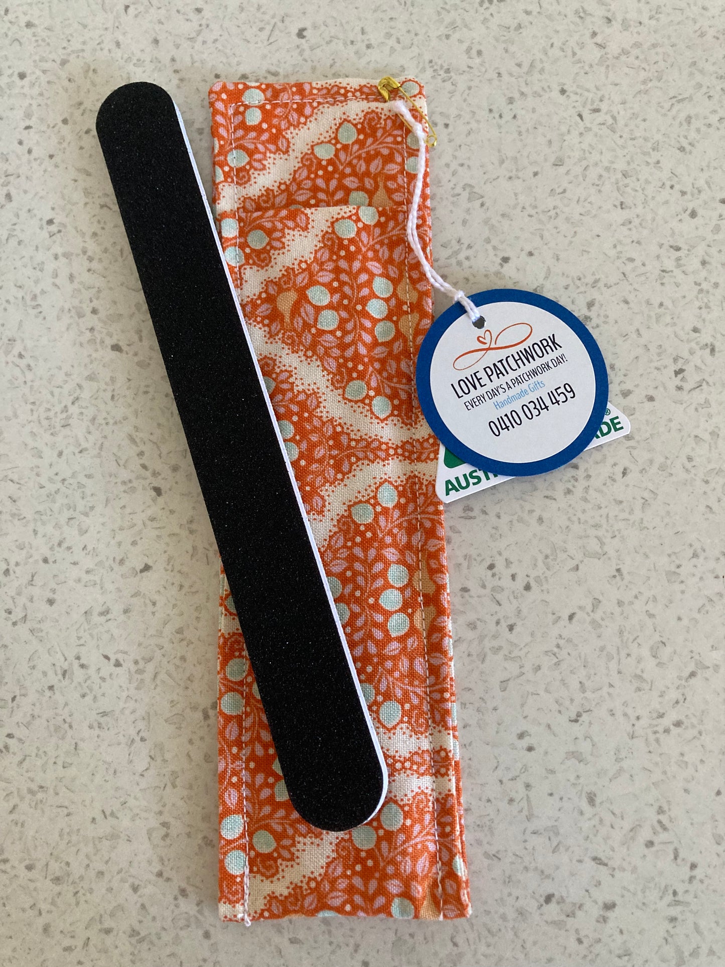 Nail File Holder - Tilda Collection Orange Floral