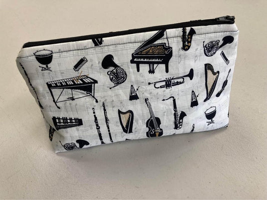 Handmade Cosmetic Utility Pouch that is a Unique One of a Kind Zipper Bag for Any Purpose - Music