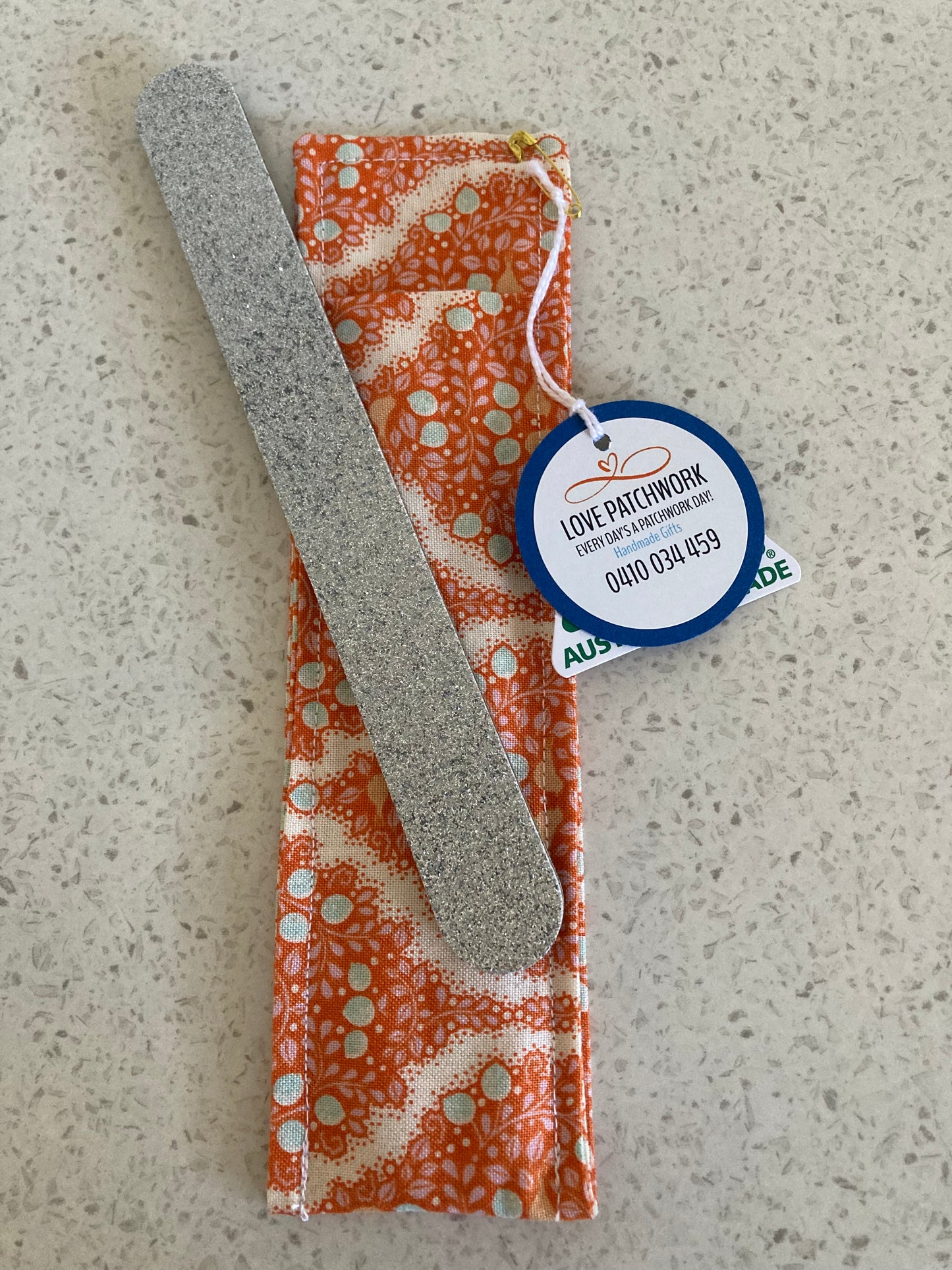 Nail File Holder - Tilda Collection Orange Floral