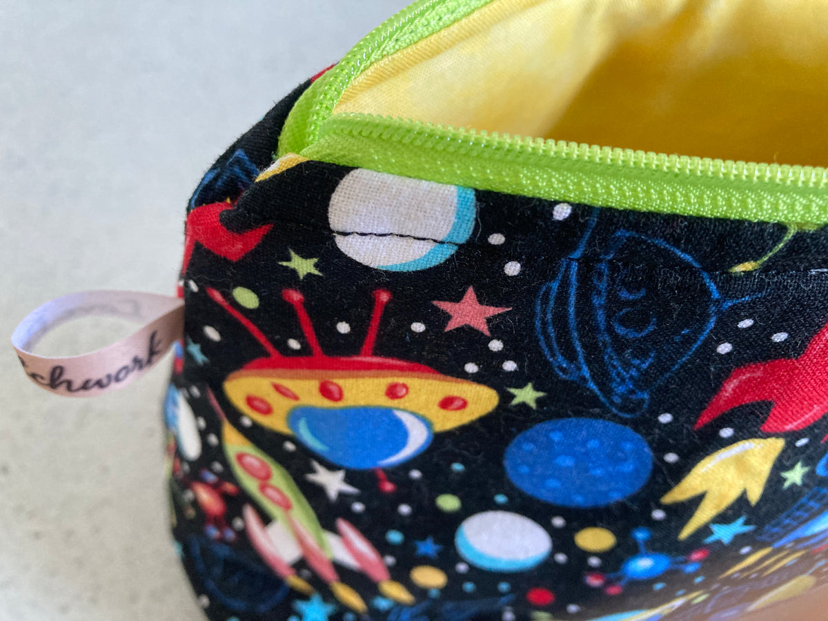 Space Print Zipper Pouch - Handmade Young Astronomer Gift