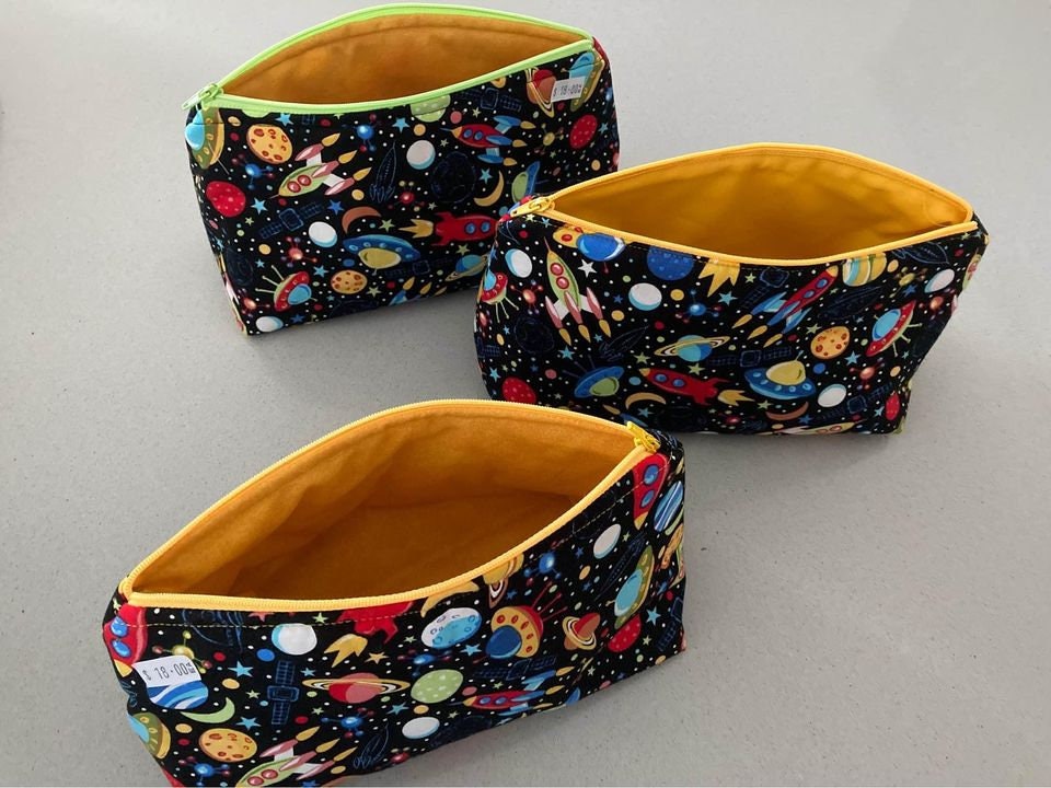 Handmade Cosmetic Pouch or Unique One of a Kind Zipper Bag for Any Purpose - Space