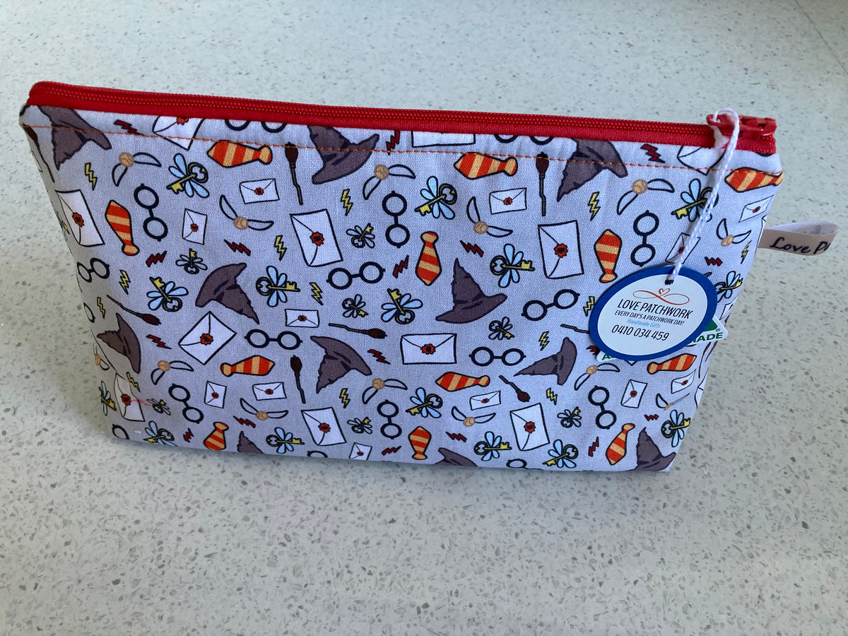 Harry Potter Print Zipper Pouch - Handmade Wizarding Fan Gift
