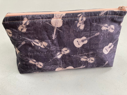Handmade Cosmetic Pouch or Unique One of a Kind Zipper Bag for Any Purpose - Music