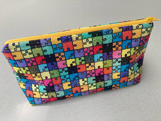Handmade Cosmetic Pouch or Unique One of a Kind Zipper Bag for Any Purpose - Love Patchwork