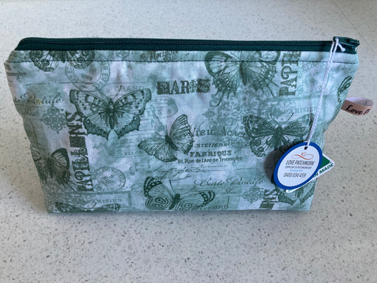 Butterfly Print Zipper Pouch - Handmade Nature Lover Gift