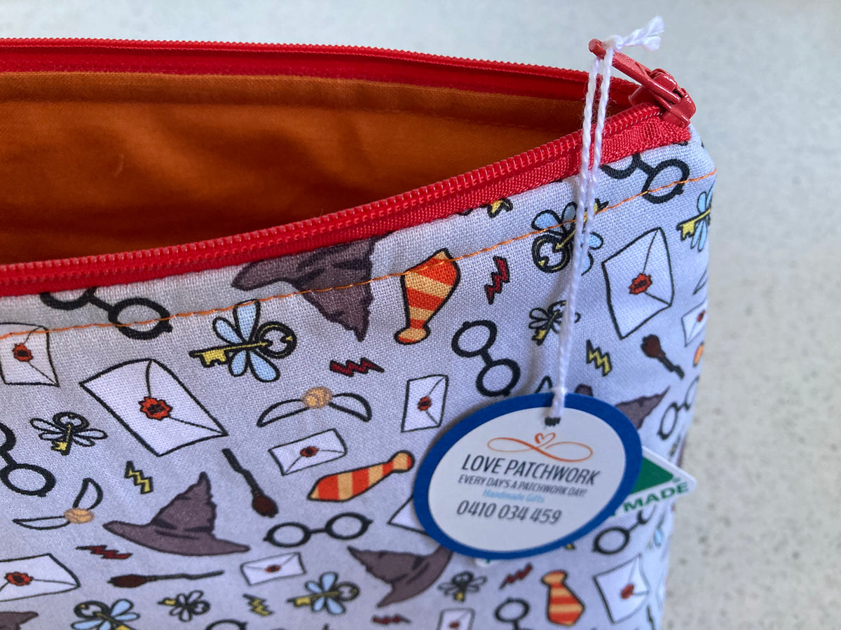 Harry Potter Print Zipper Pouch - Handmade Wizarding Fan Gift