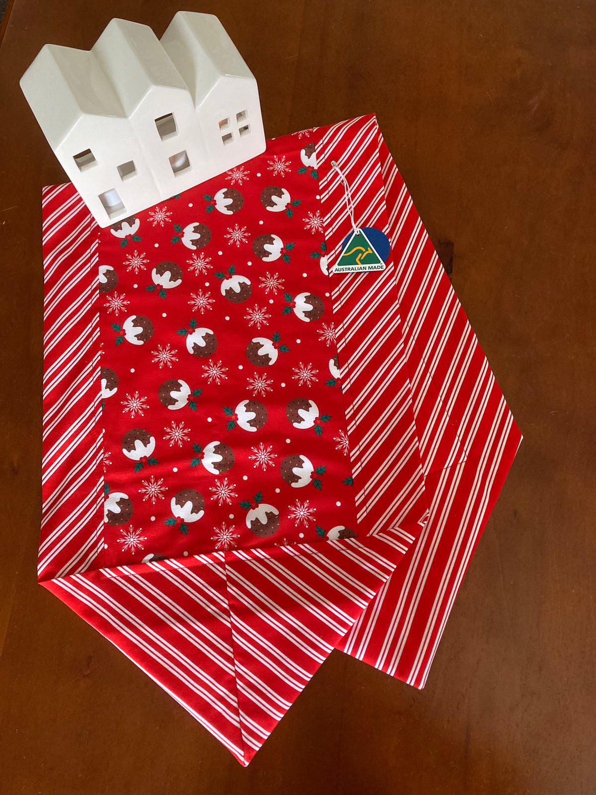 Table Runner - Christmas Candy Stripe & Pudding design
