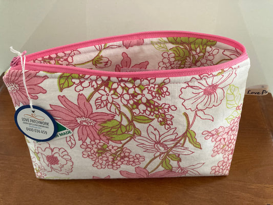Handmade Cosmetic Pouch or Unique One of a Kind Zipper Bag for Any Purpose - Vintage Floral