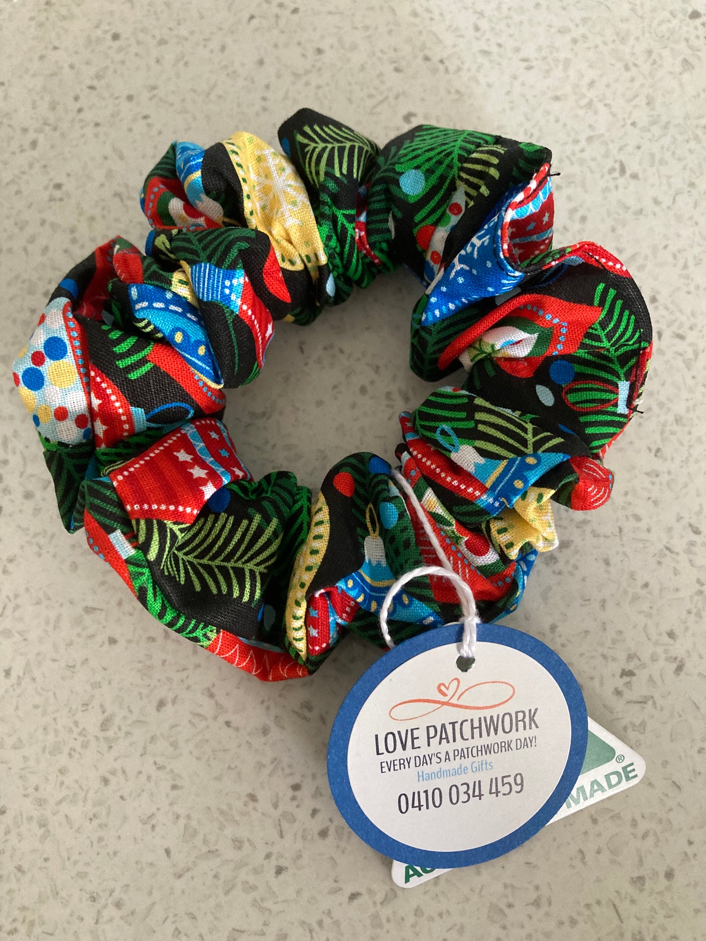 Christmas Hair Scrunchie - Black Assorted Christmas