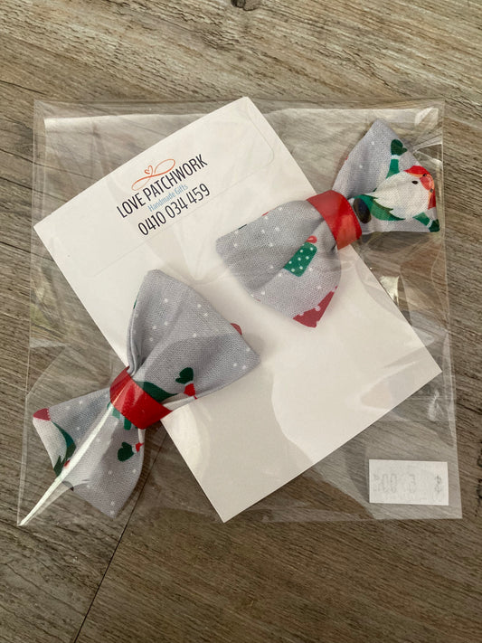 Hair Bows & Clips - Set of 2 (Christmas Gnome)