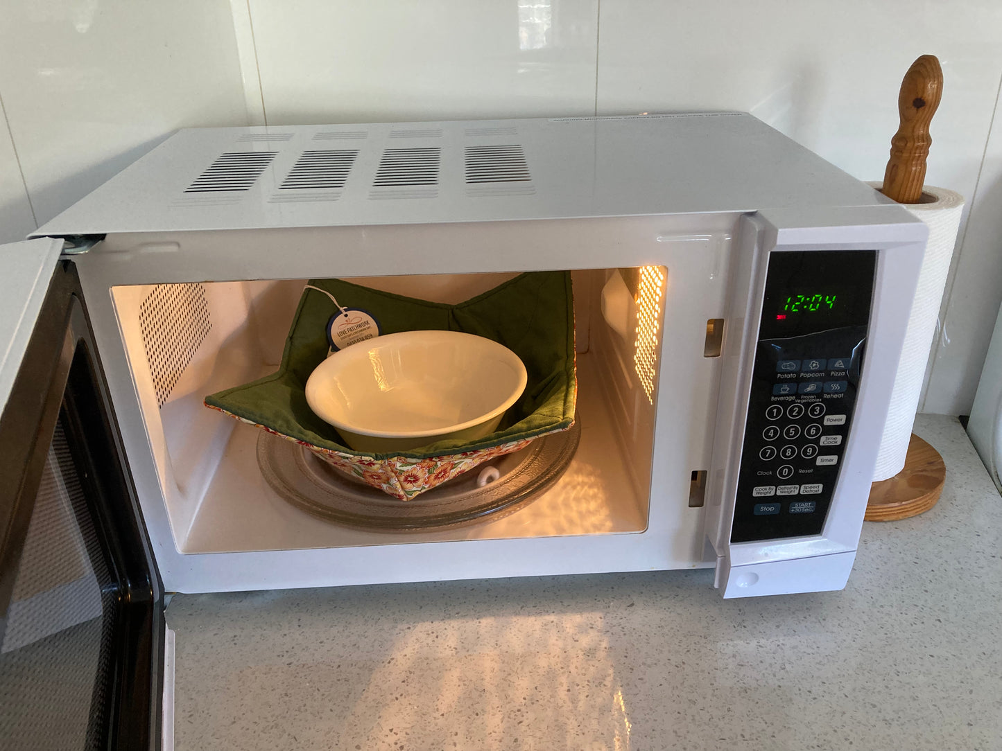 Microwave Bowl Holders - Medium Size (Orange Floral/ Green)