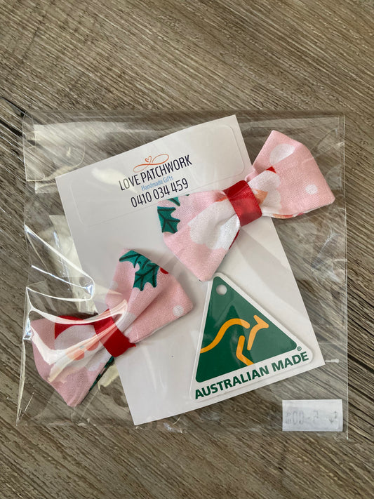 Hair Bows & Clips - Set of 2 (Christmas Santa)