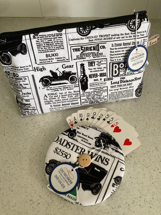 Gift Sets - Helping Hand Playing Card Holder & Pouch (Vintage Cars)