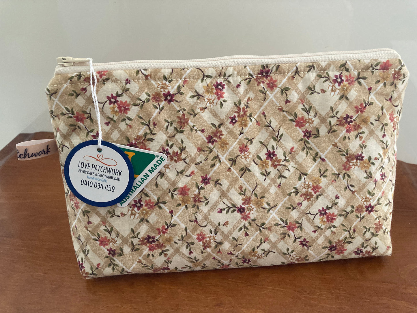 Handmade Cosmetic Pouch or Unique One of a Kind Zipper Bag for Any Purpose - Floral