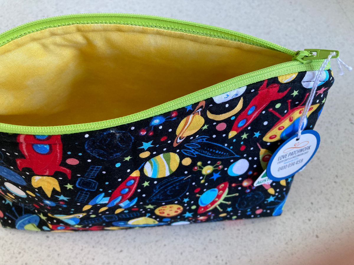 Space Print Zipper Pouch - Handmade Young Astronomer Gift