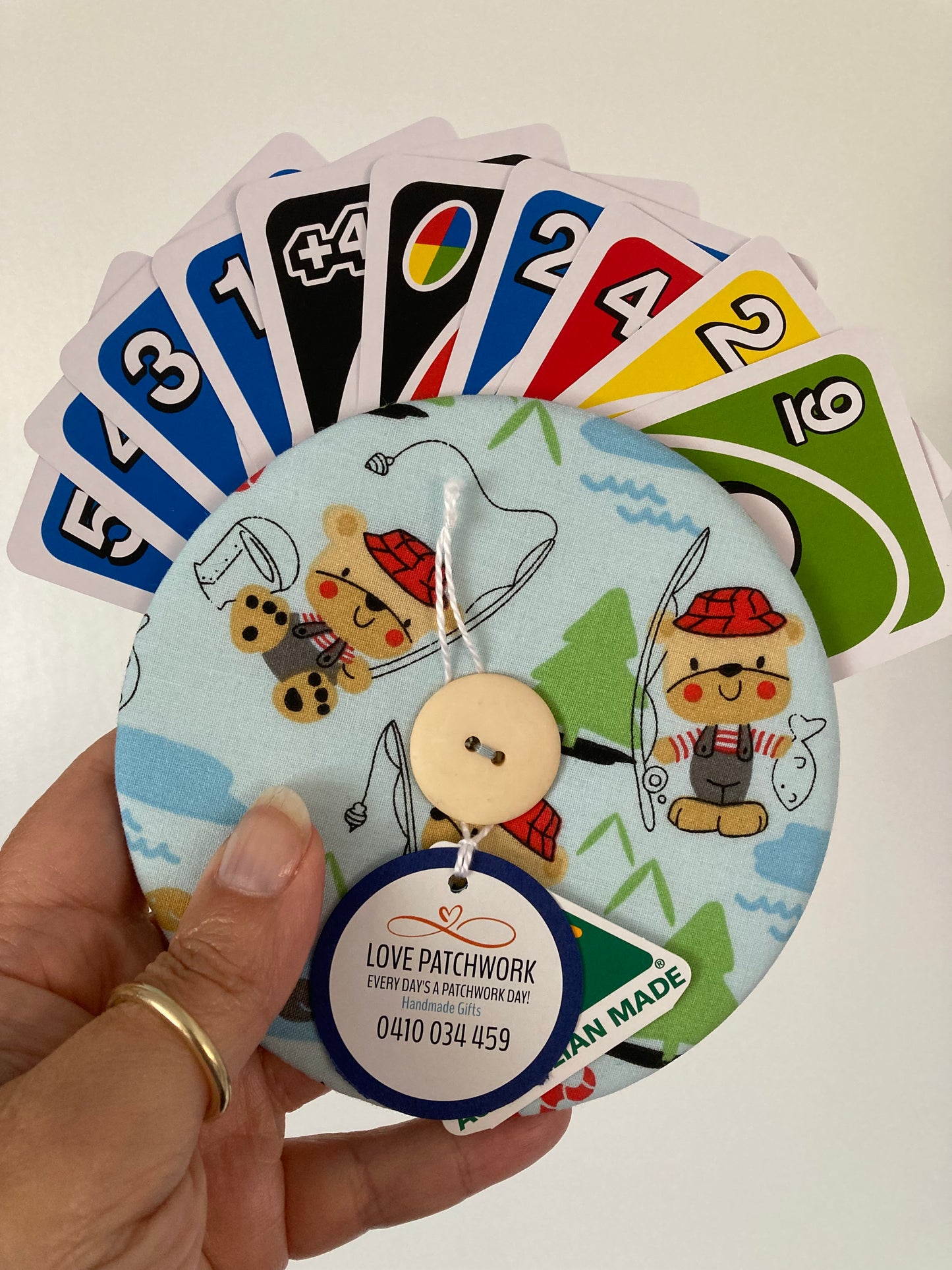 Helping Hand Playing Card Holder from recycled CD or DVD great for children to hold multiple cards or someone with arthritic hands (Copy)