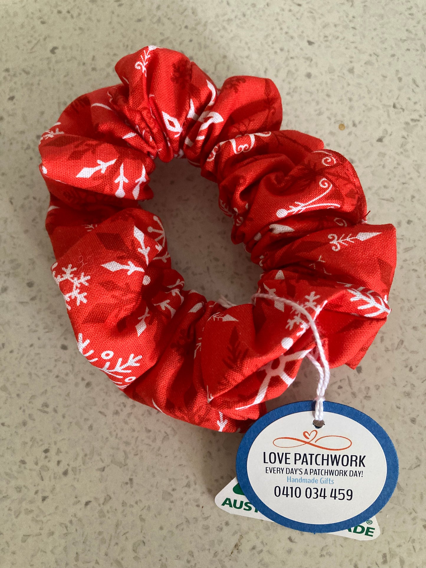 Christmas Hair Scrunchies - Red & White Snowflakes