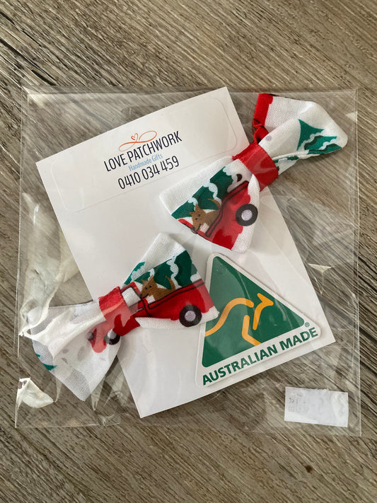 Hair Bows & Clips - Set of 2 (Christmas Truck)