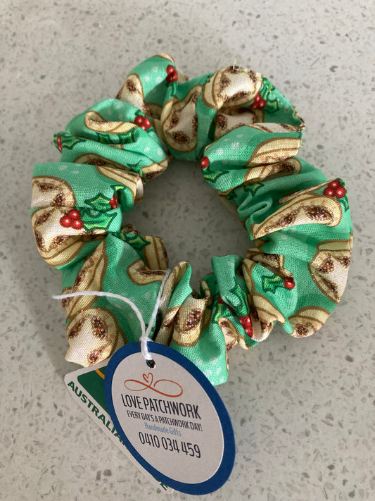 Christmas Hair Scrunchie - Green Pudding