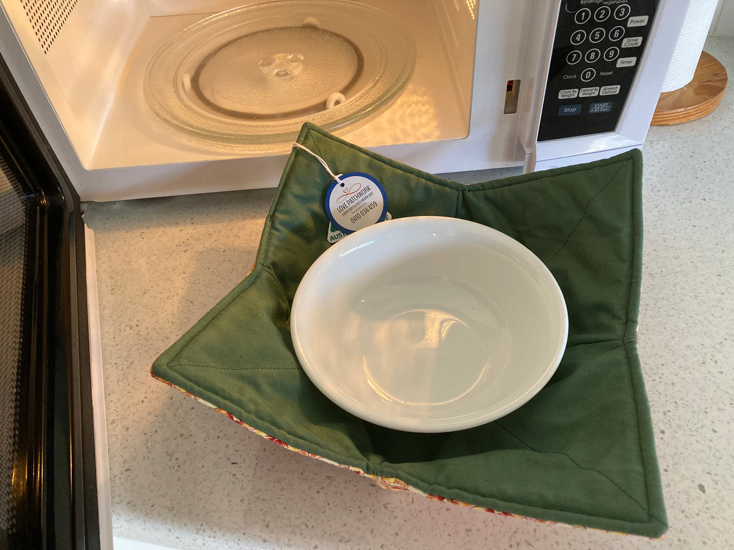 Microwave Bowl Holders - Medium Size (Orange Floral/ Green)