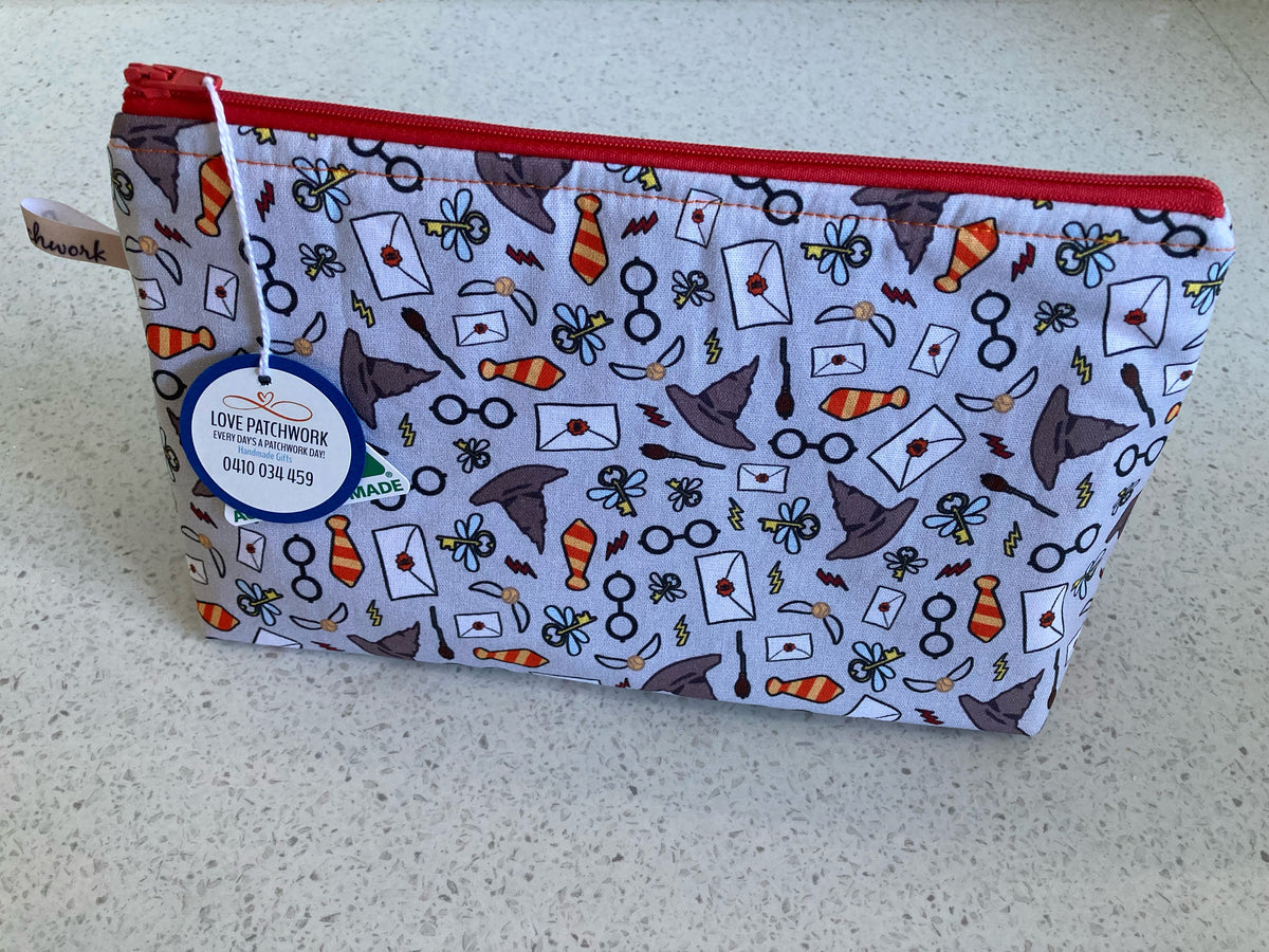 Harry Potter Print Zipper Pouch - Handmade Wizarding Fan Gift