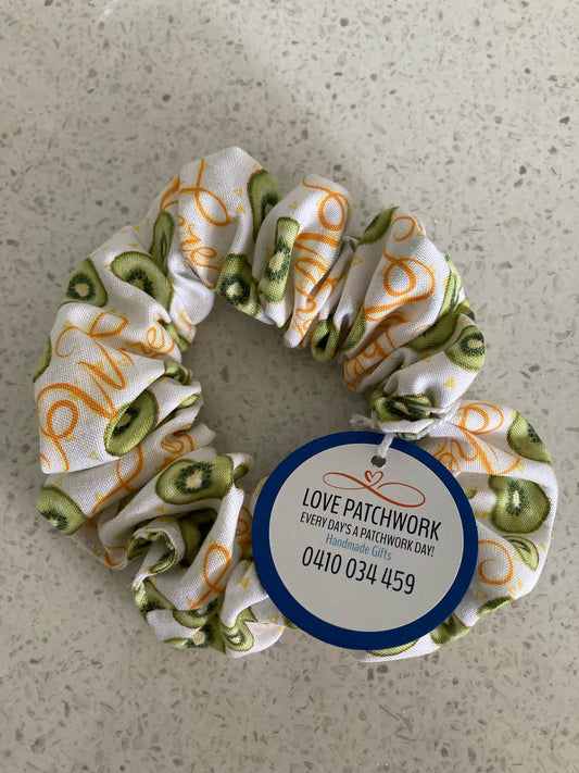 Hair Scrunchie with Kiwi Fruit design