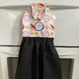 Tea Towel - Black with Fruit